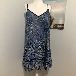 Blue Paisley Spaghetti Strap Dress